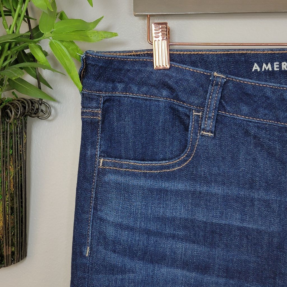 American Eagle Skinny Hi Rise Jegging Jeans Dark Blue Wash Stretch AE 16 Long L - Picture 3 of 11
